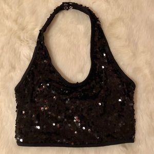 Balera sequin halter crop top